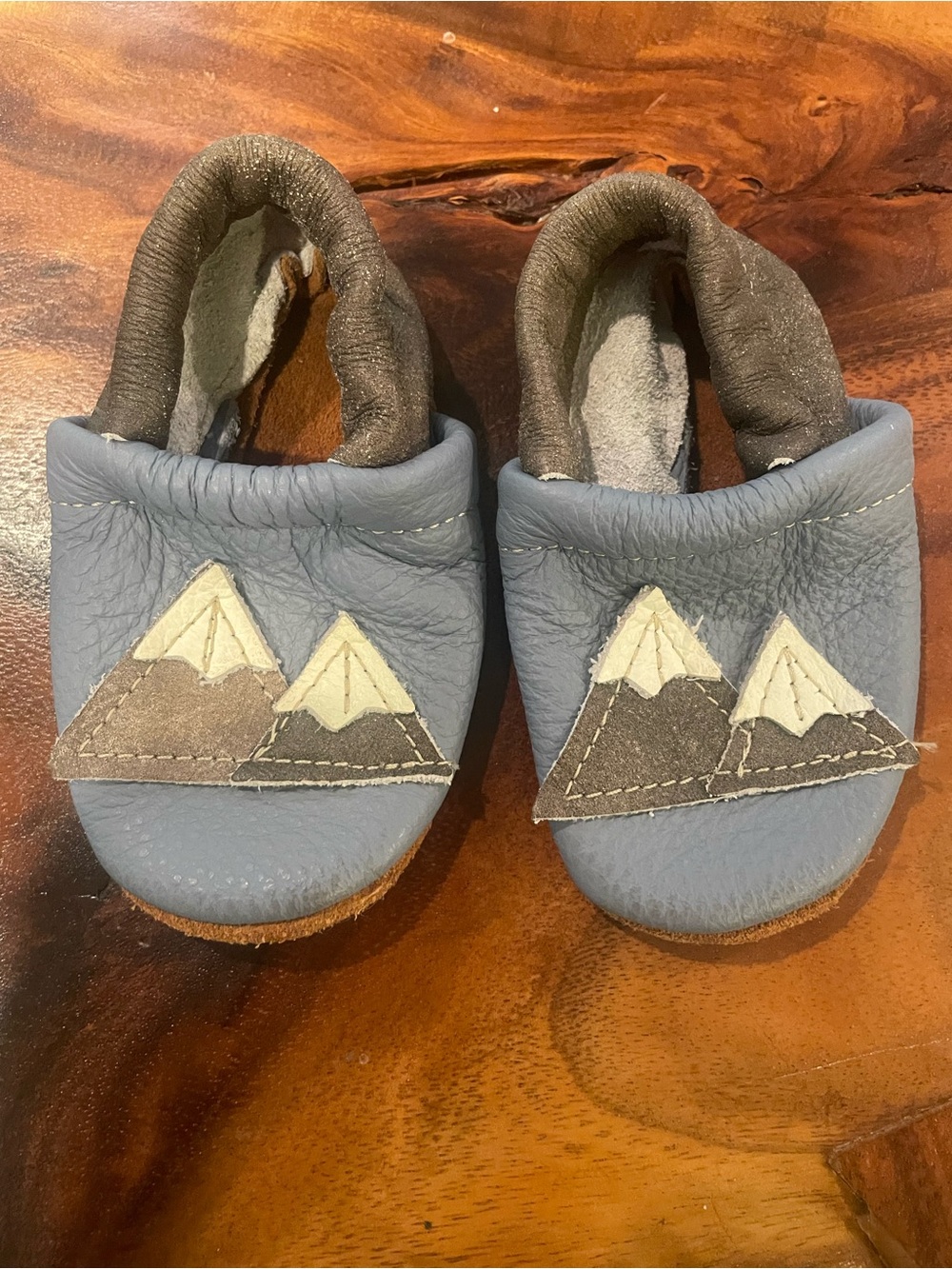 Baby Mountain Leather Slip-On Moccasins in Light Blue